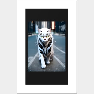 Cyberpunk Cat - Modern Digital Art Posters and Art